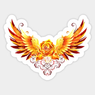 Fire Rose with Wings Sticker